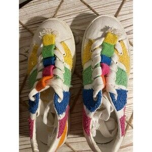 Farm Rio Vegan Women's Rainbow Crochet Terry Platform Sneaker Size 6.5